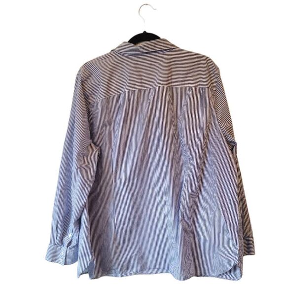 Talbots Women's Blue Striped Jewel Embellished Button Down Shirt Size 3X - Picture 2 of 6